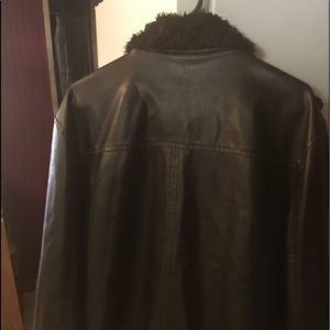 Men's Faux Dark Brown Leather Bomber Jacket!